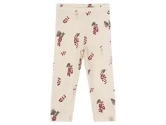 Råhvide leggings fra Petit Piao med print af røde sommer ribs PP202 Berry